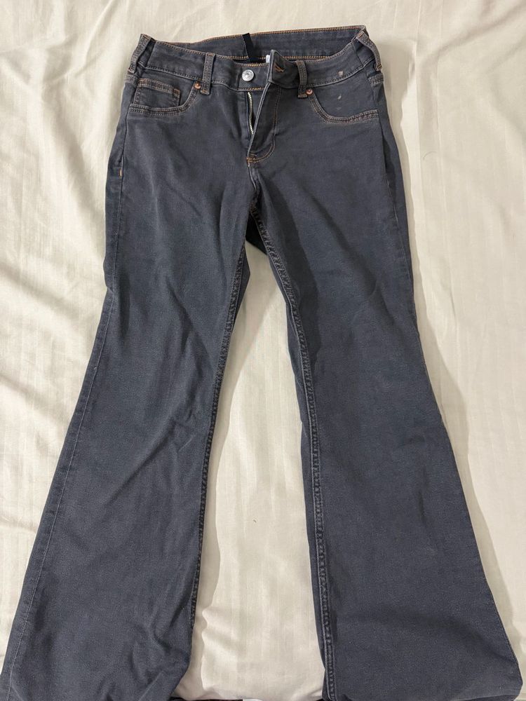 Flared Grey Denim Jeans