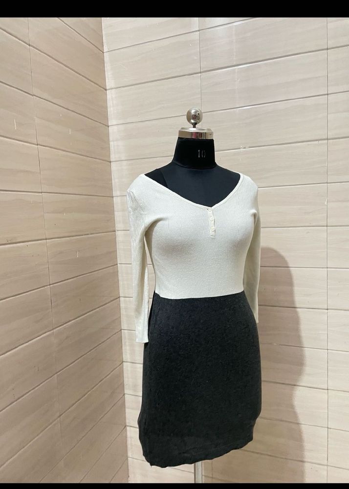 MANGO Chic Two-Tone Mini Dress