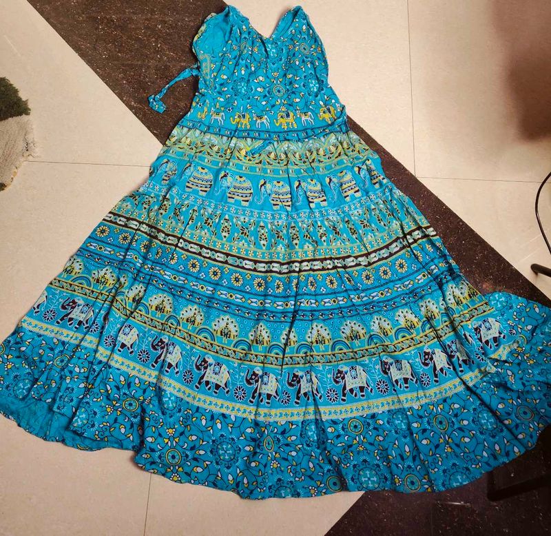 Bohemian Elephant Print Maxi Dress