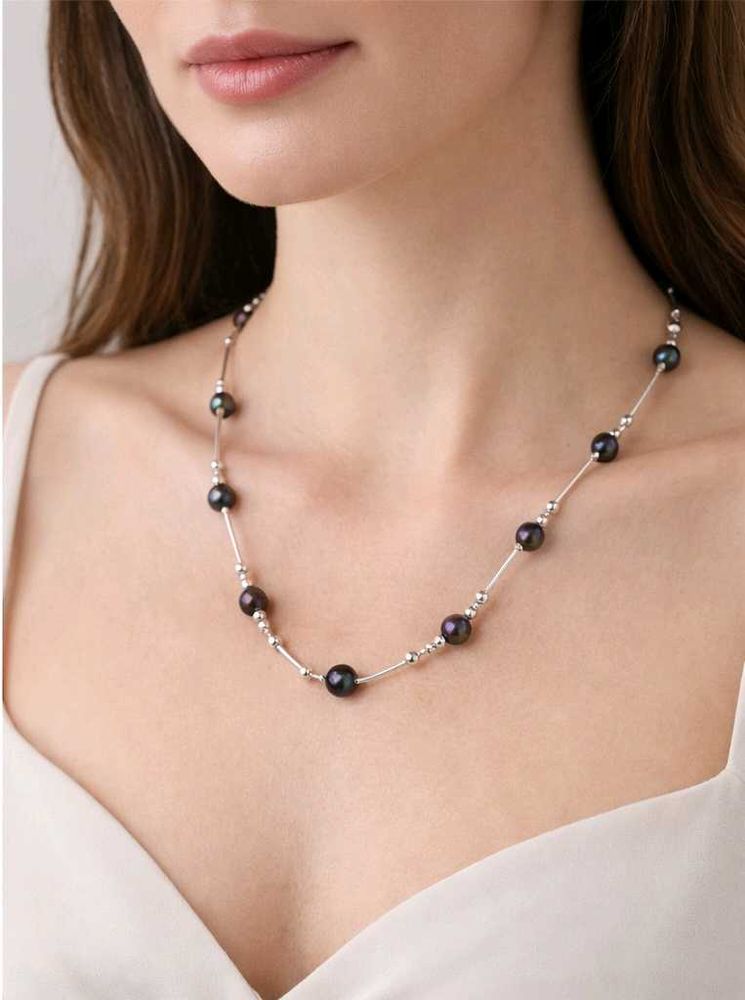 ♦️Elegant Pearl &amp; Silver Necklace