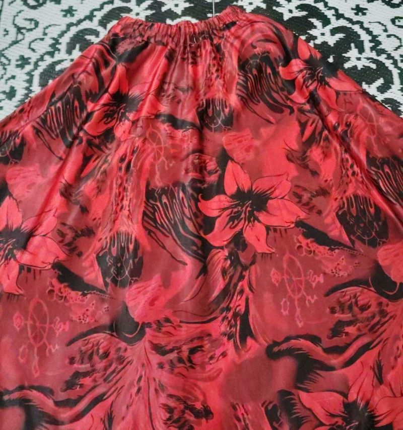 Vibrant Floral Print Ethnic jeans skirt