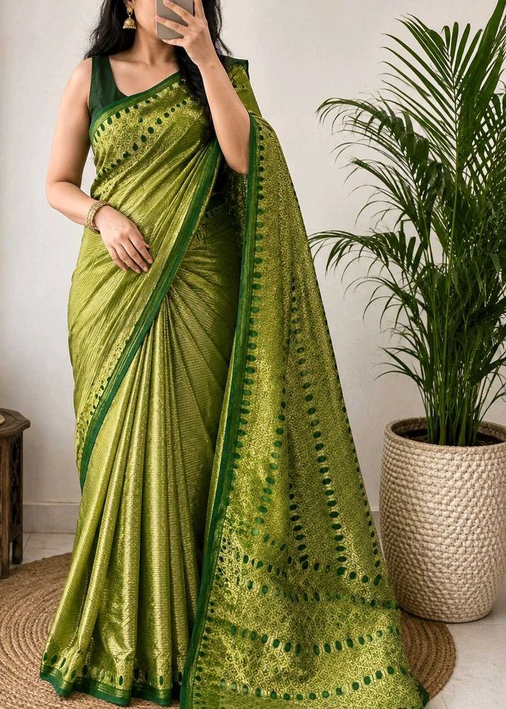 Vibrant Green Banarasi Silk Saree