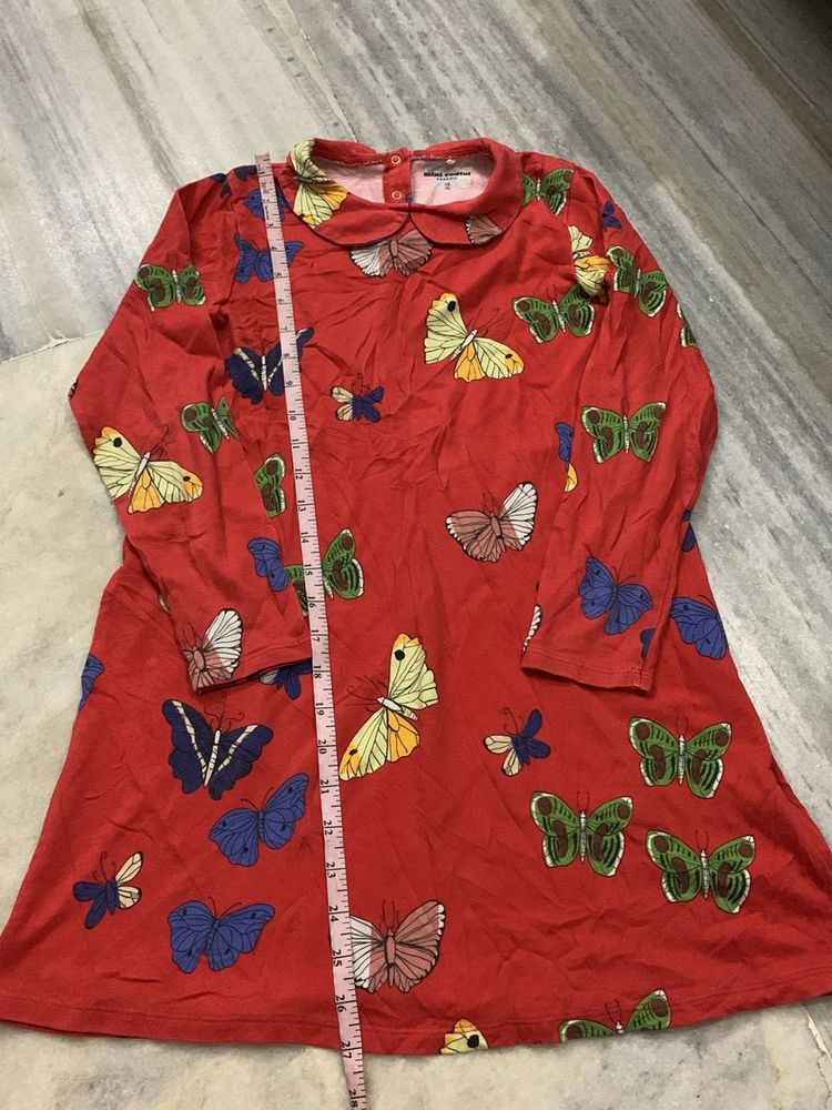 Charming Red Butterfly Print Dress