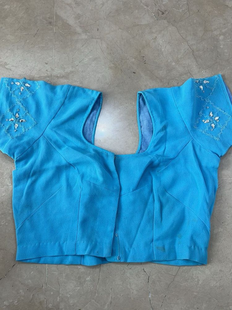 Blue Embellished Saree Blouse