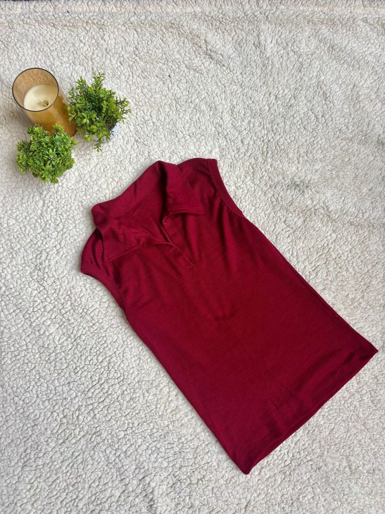 Burgundy Sleeveless Top