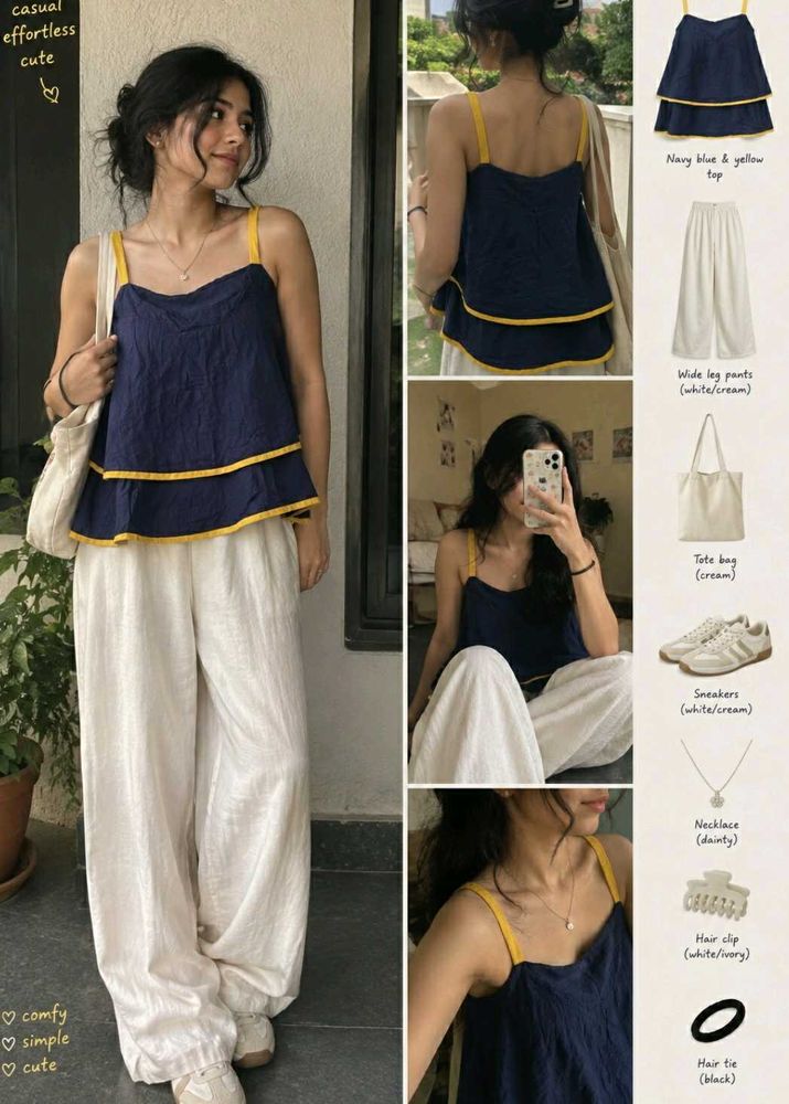 navy blue yellow stripped top