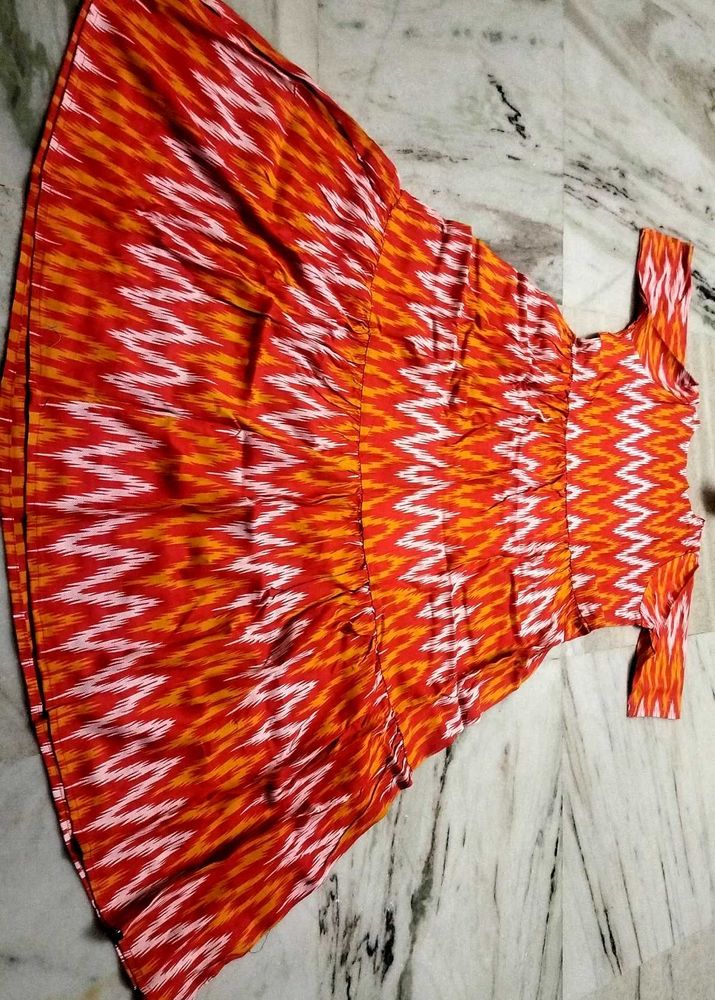 ❤️🧡Ikkat Frills Kurti