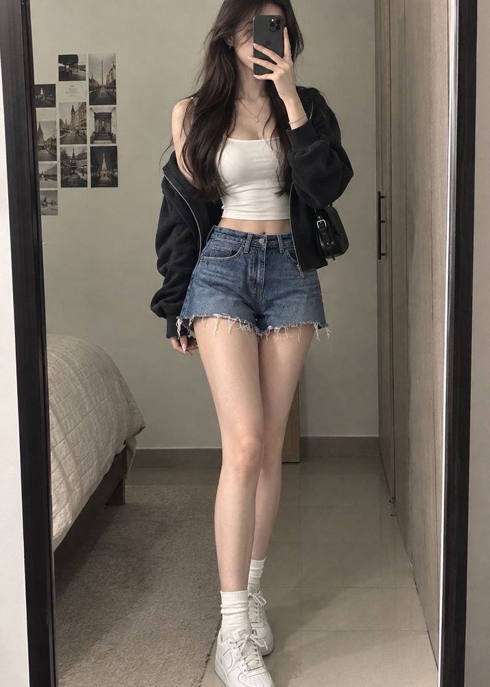 imported Distressed Denim Shorts