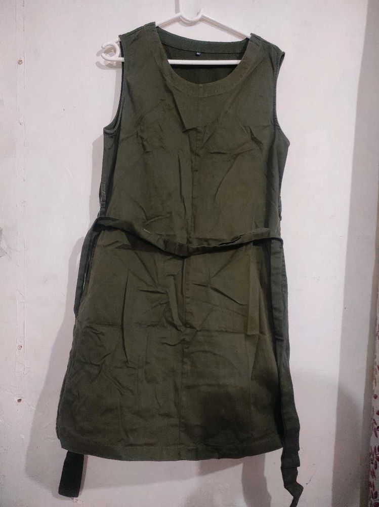 Olive Green Sleeveless Dress