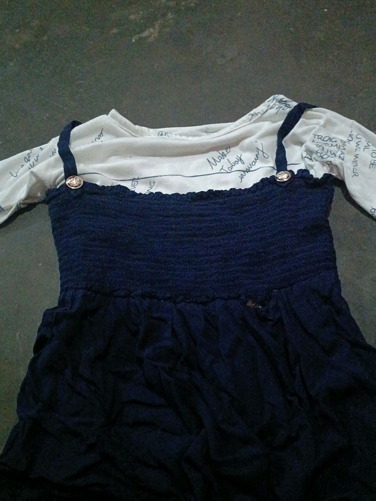 Dark Blue And White Dress