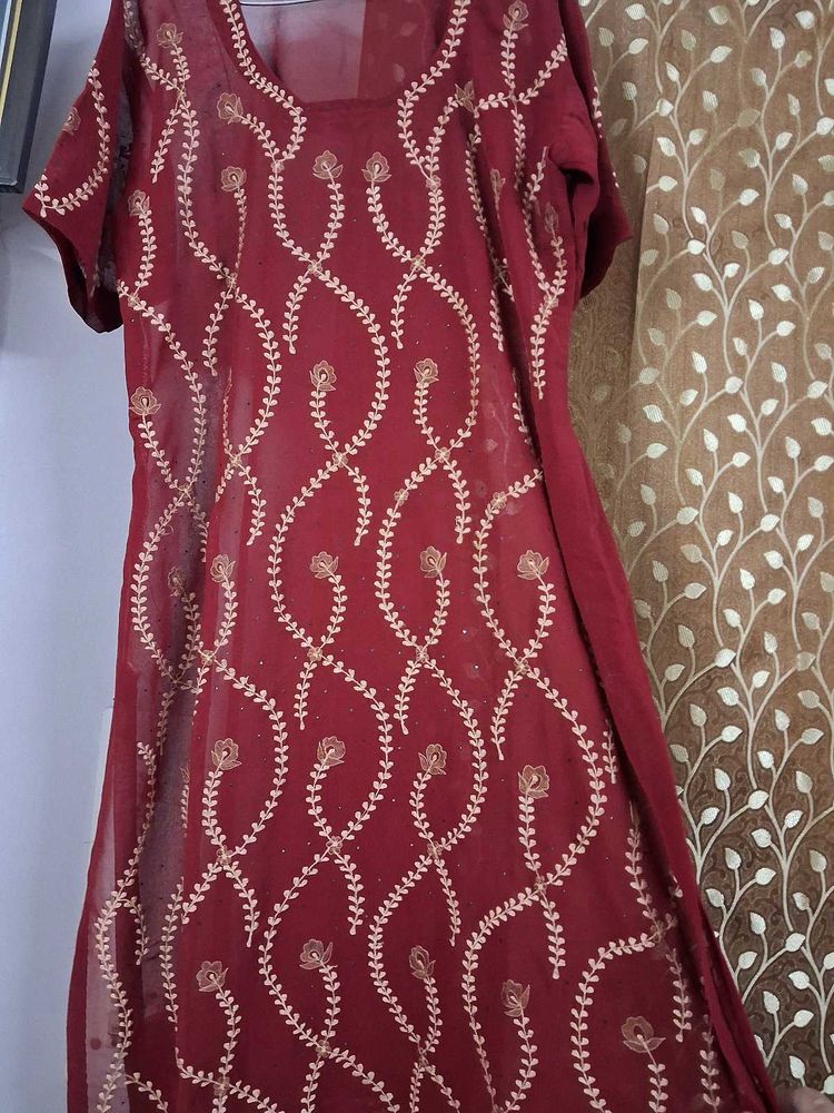 Maroon Georgette Suit