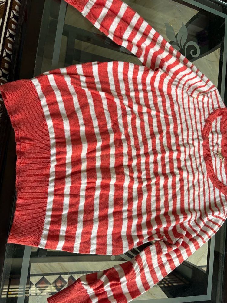 Red &amp; White Striped Sweater
