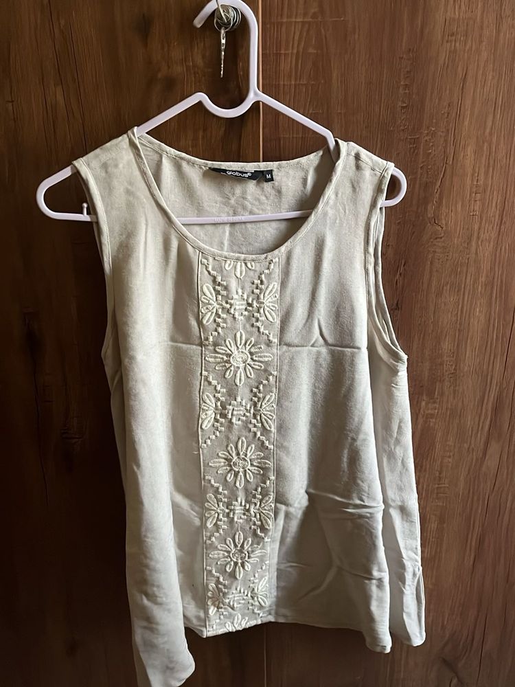 Embroidered Sleeveless Top