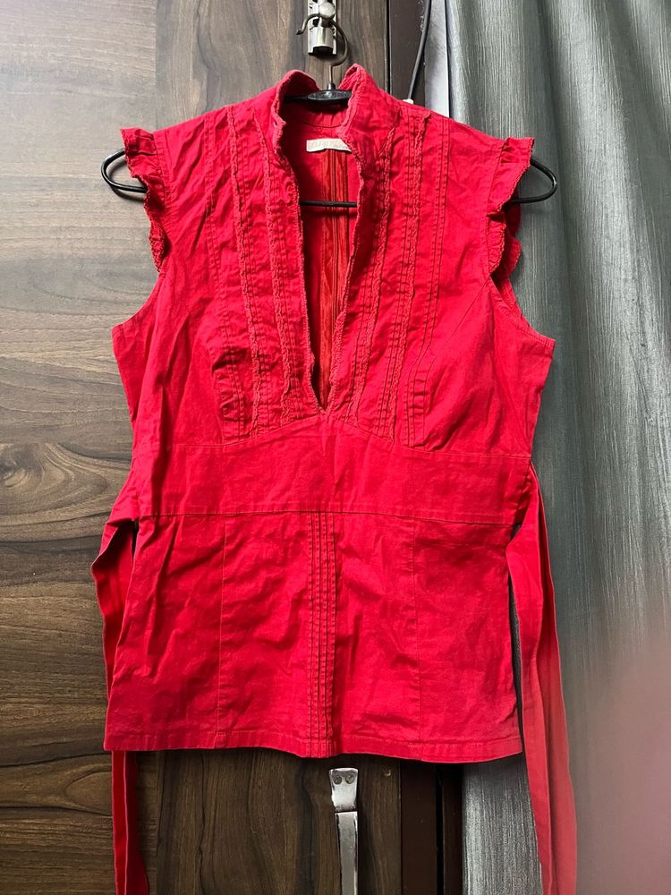 Vibrant Red Sleeveless Top