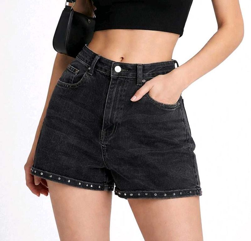 Studded Denim Shorts