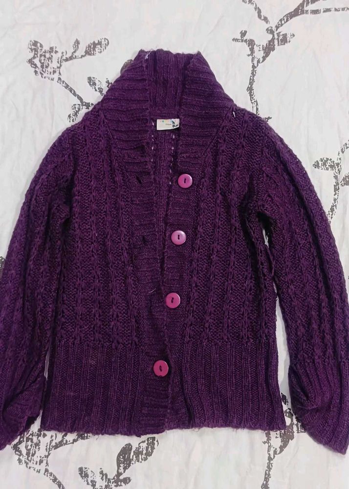 Cozy Purple Knit Cardigan