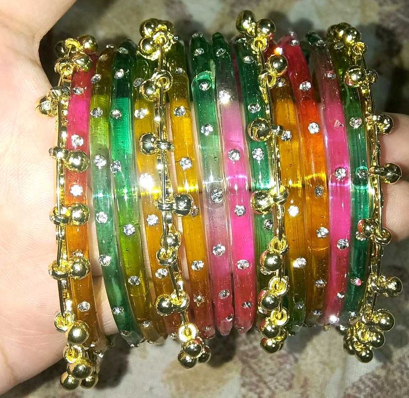 Vibrant Bangle Set with Charms