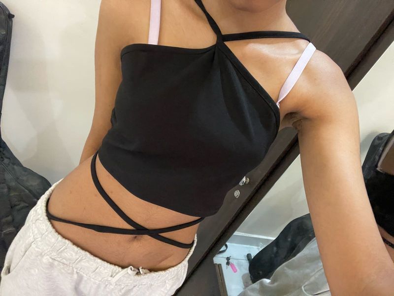 Stylish Black Halter Neck Crop Top