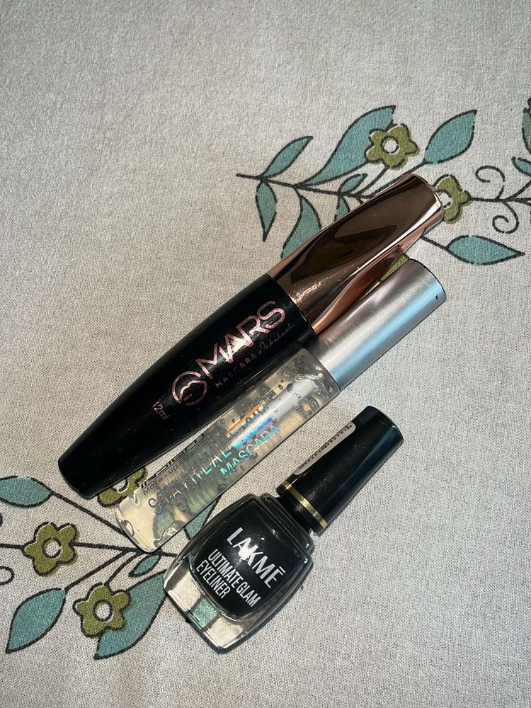 Mars Mascara, Lakme Liquid Eyeliner, Insight Lash