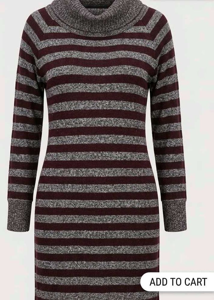 Cozy Striped Cowl Neck Tunic