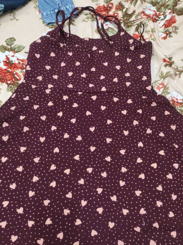 Cute Heart Print Mini Dress