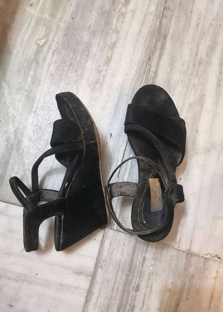 Black Wedge Sandals