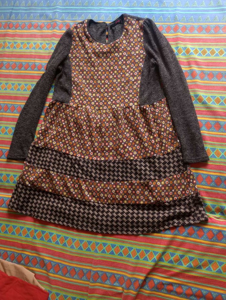 Boho Tiered Print Long Sleeve Dress