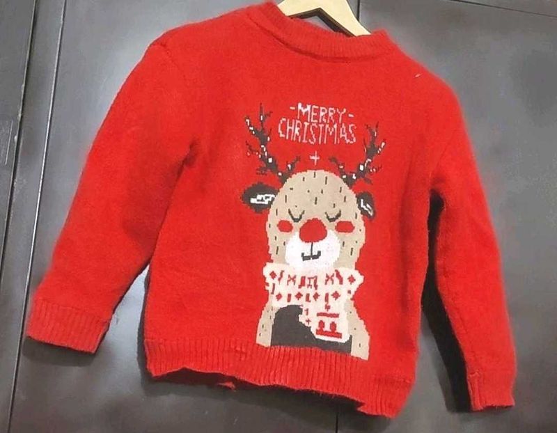 Red Merry Christmas Print Winter Sweater 6-7 Year