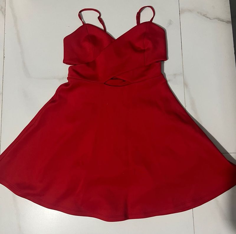 Red Party Dress with Cutout Detail