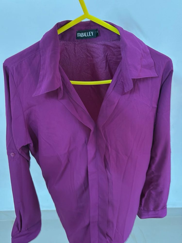 FabAlley Purple Button-Down Shirt