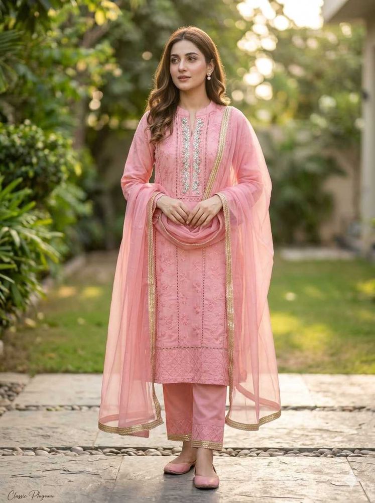 Elegant Pink Embroidered Kurta Set