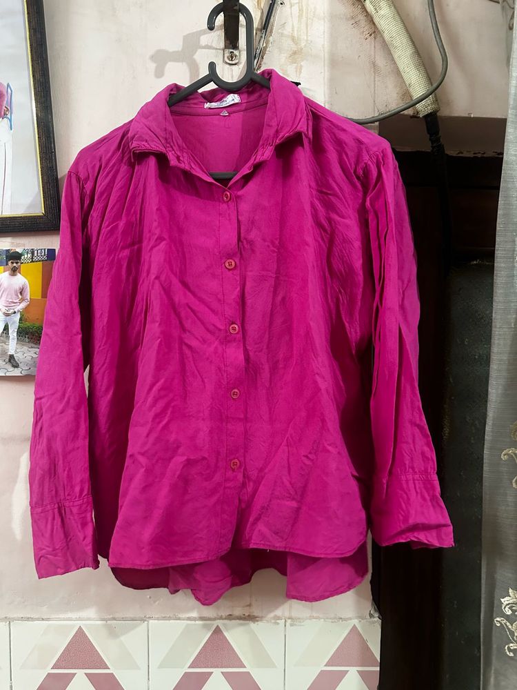 Vibrant Pink Button-Up Shirt
