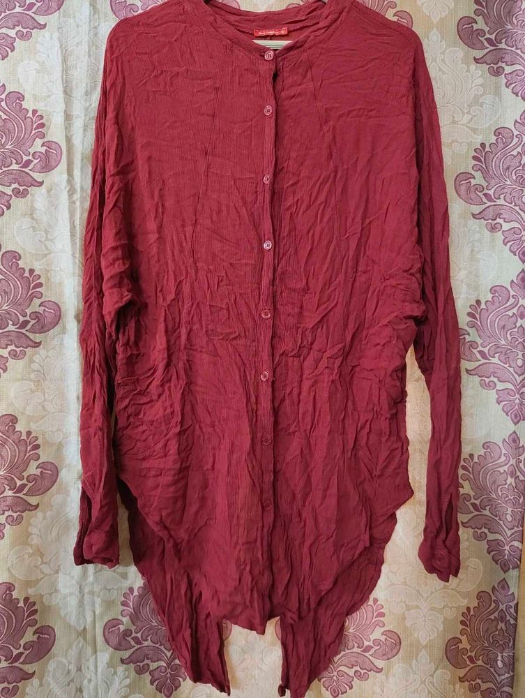 Chic Maroon Crinkle Top