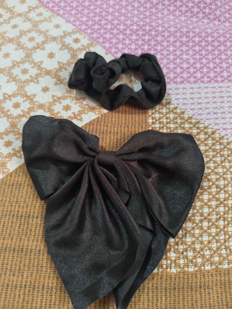 Black Bow Scrunchie Set