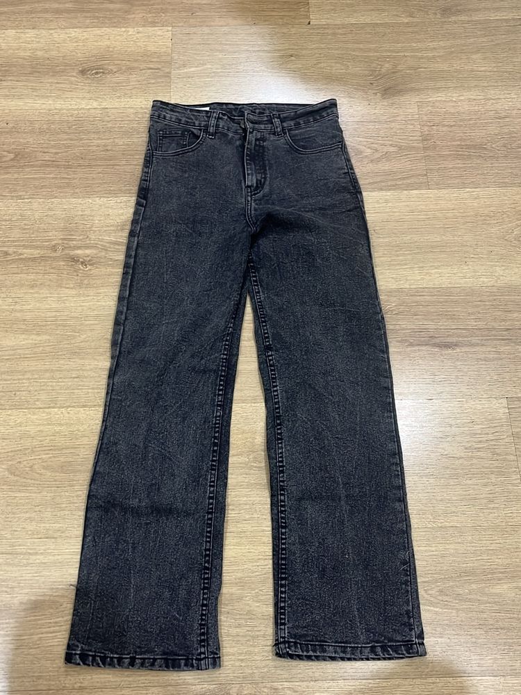 Korean Acid Wash Wide Leg Jeans Size 28