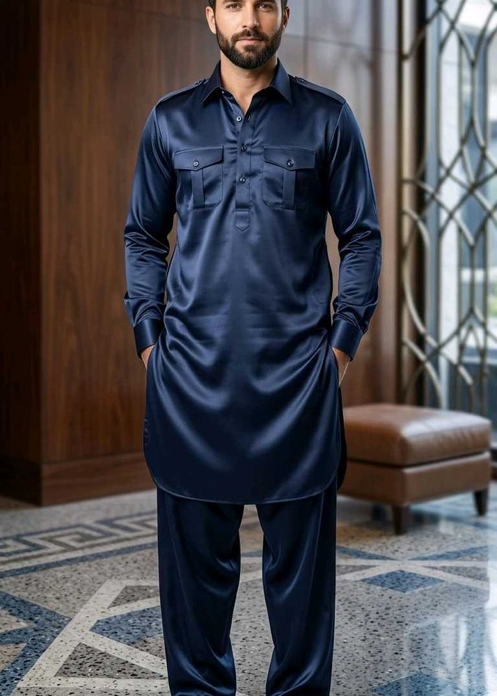 Men's Black 🖤 Silk Kurta Set