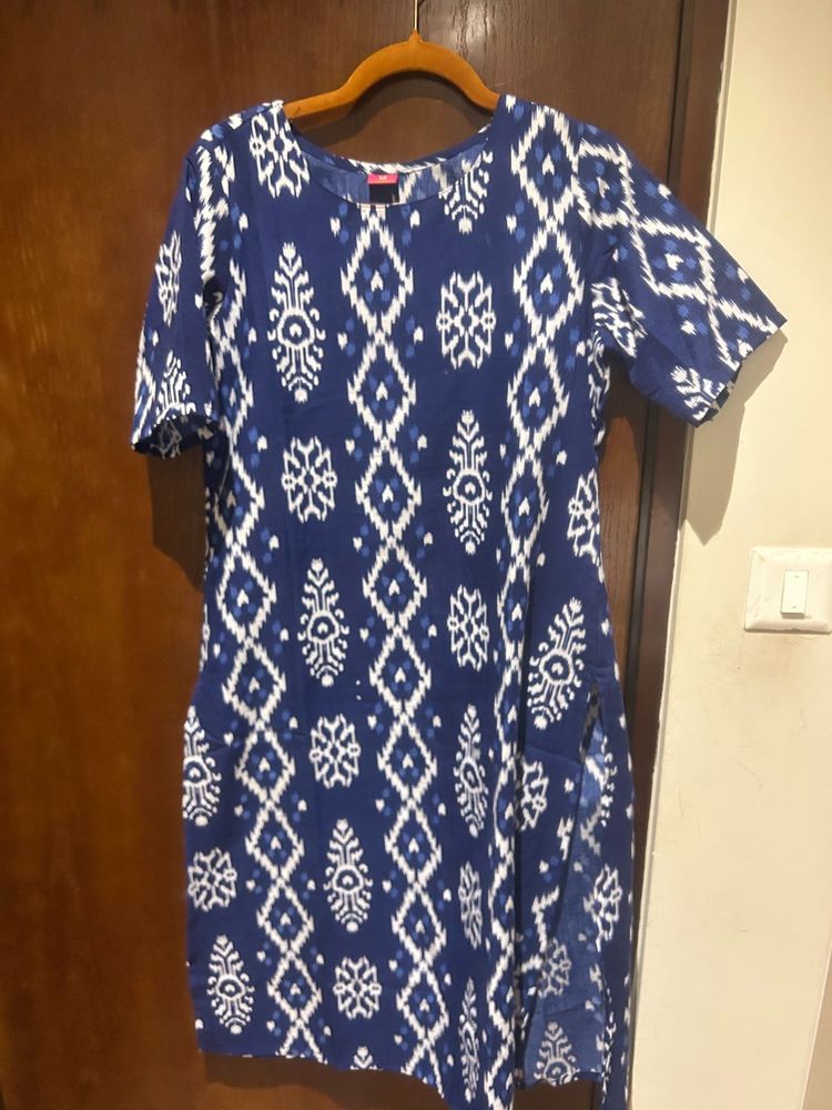 Blue Ikat Print Kurta with pants