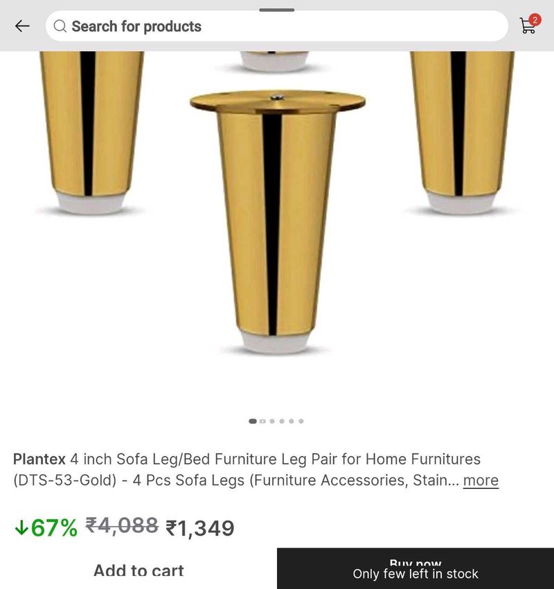 Plantex 4" inch Sofa Leg- 4