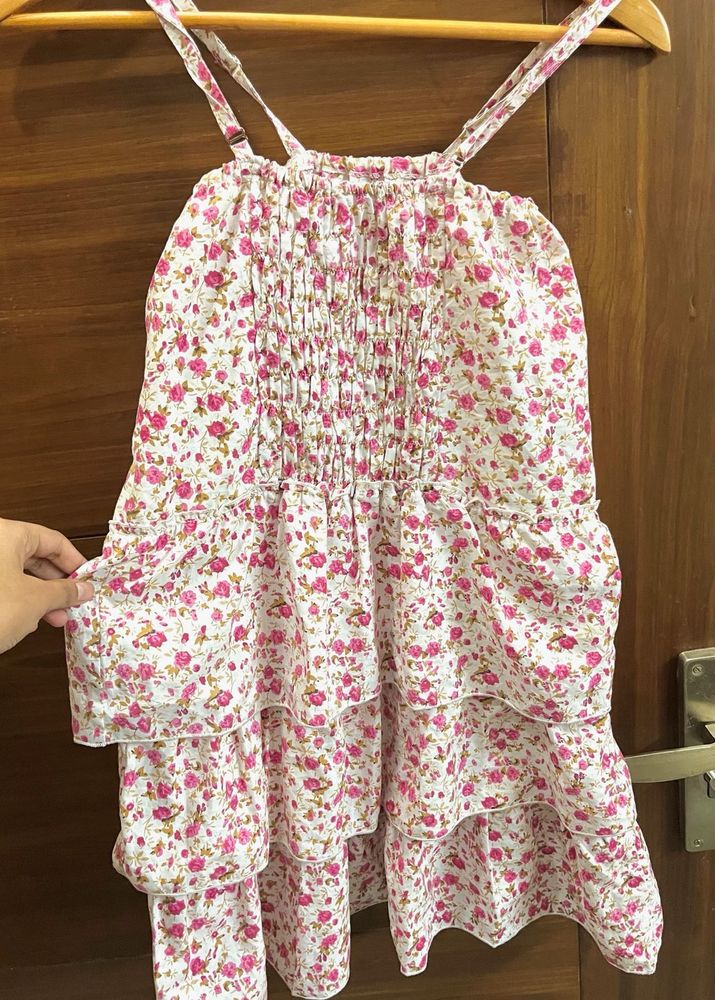 Cute Floral Tiered Mini Dress