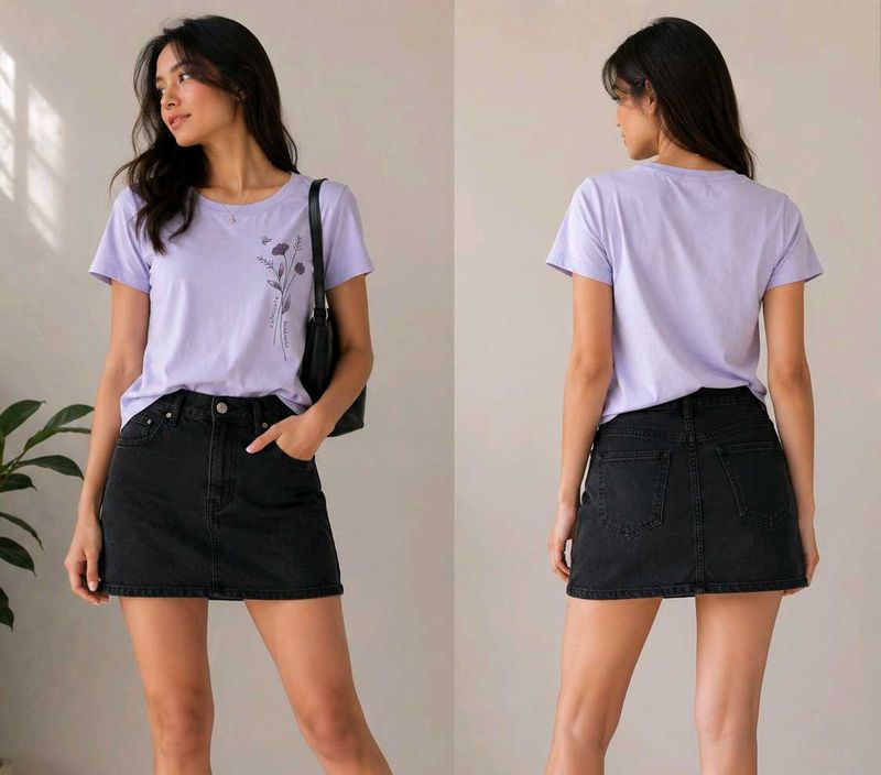 Lavender Floral Print T-Shirt