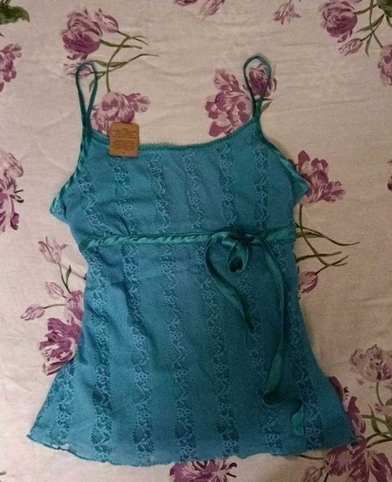 Turquoise Lace Camisole Top