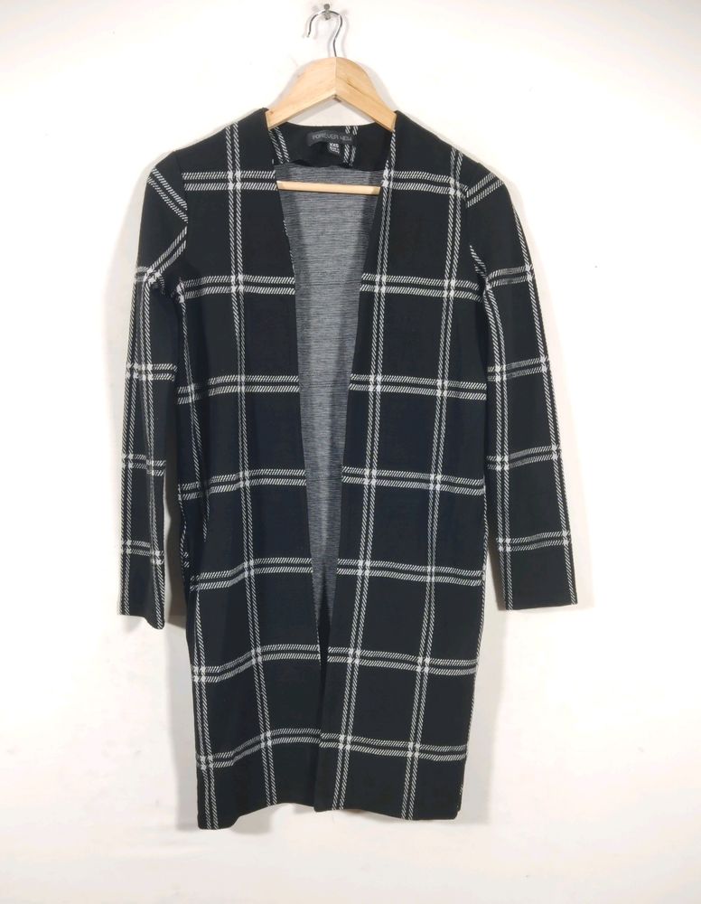 Black &amp; White Plaid Cardigan