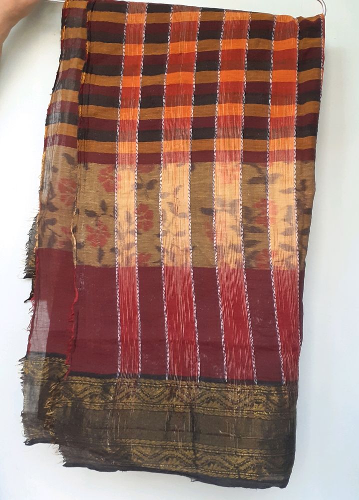Women's Tant Saree Bengali Sari Indian Traditional Ethnic Wear For Girls Wife Women Ladies Brown Floral Design Saree Sutir Sari Cotton Multicolor Tater Sari Like New Saree Casual Daily wear Saree
