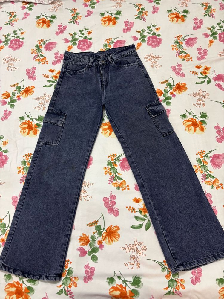 Dark Wash Cargo Jeans