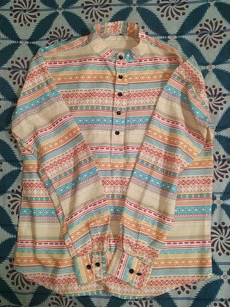 Patterned Long Sleeve Kurti + Shirt