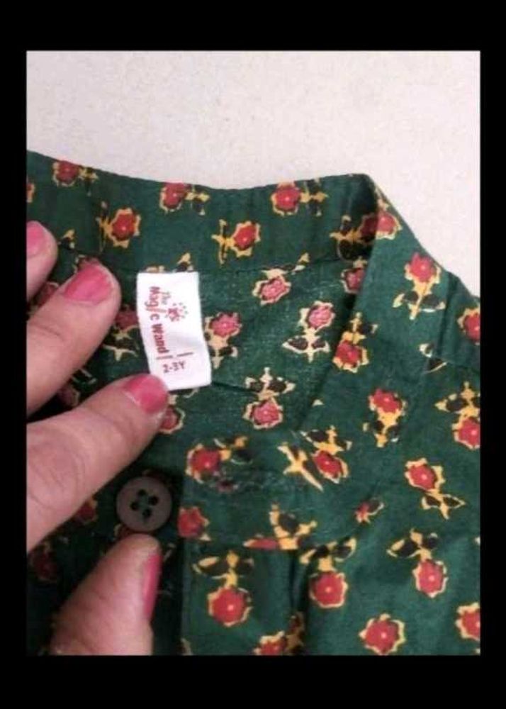 Cute Green Floral Print Dress(2-3 years)