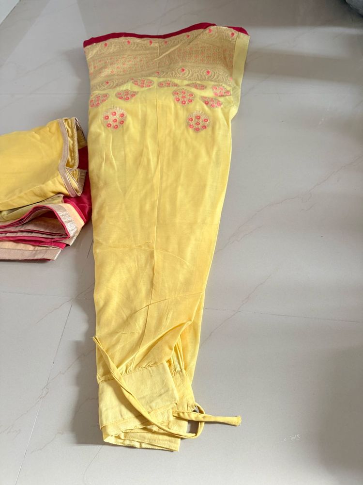 Yellow &amp; Pink Lehenga Choli Set