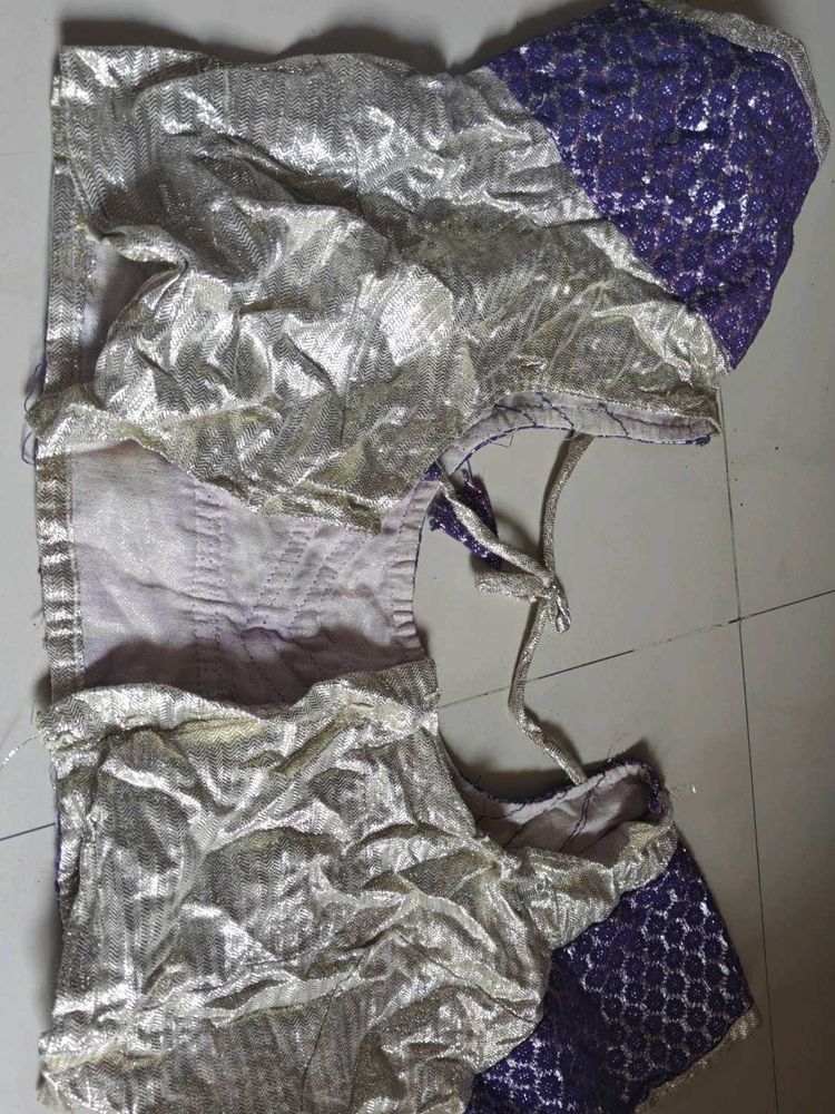 Elegant Silver and Purple Blouse