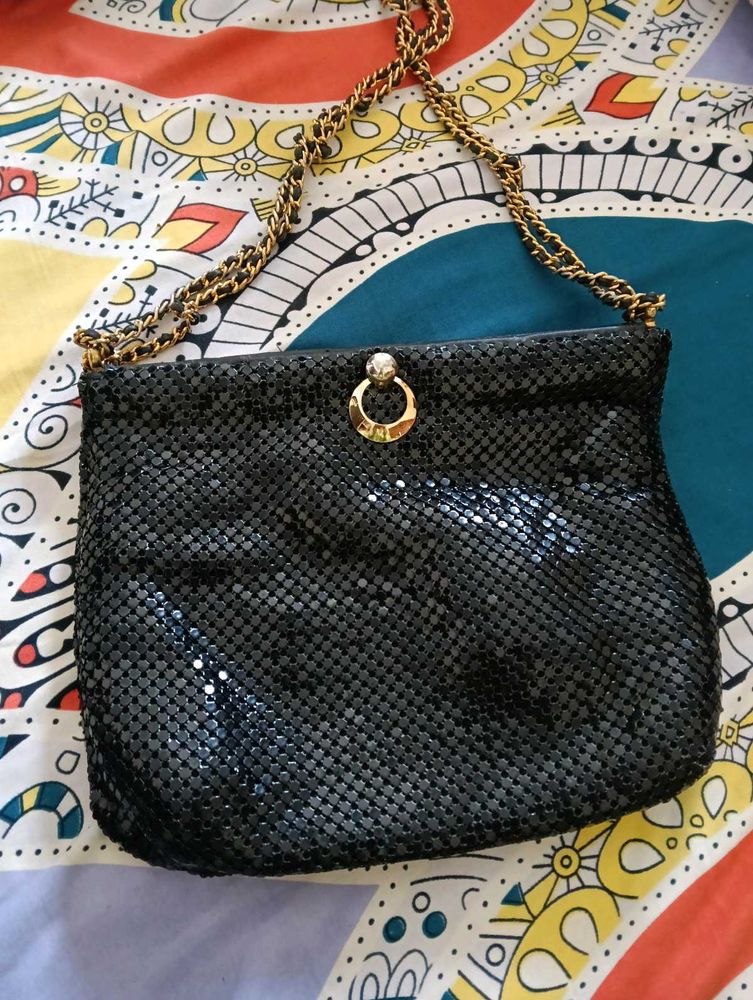 Sparkly Black Mesh Evening Clutch