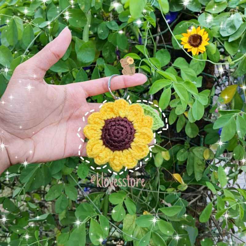 Handmade Crochet Sunflower Keychain